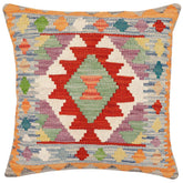 handmade Traditional Pillow Rust Blue Hand-Woven SQUARE 100% WOOL Hand woven turkish pillow2 x 2