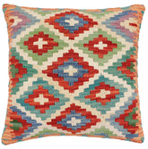 handmade Traditional Pillow Beige Rust Hand-Woven SQUARE 100% WOOL Hand woven turkish pillow2 x 2