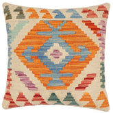 handmade Traditional Pillow Beige Rust Hand-Woven SQUARE 100% WOOL Hand woven turkish pillow2 x 2