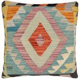 handmade Traditional Pillow Blue Rust Hand-Woven SQUARE 100% WOOL Hand woven turkish pillow2 x 2