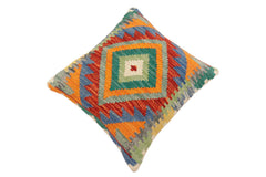 handmade Traditional Pillow Rust Blue Hand-Woven SQUARE 100% WOOL Hand woven turkish pillow 3 x 5