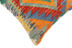 handmade Traditional Pillow Rust Blue Hand-Woven SQUARE 100% WOOL Hand woven turkish pillow 3 x 5