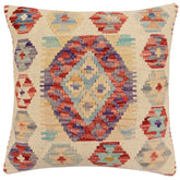 handmade Traditional Pillow Beige Red Hand-Woven SQUARE 100% WOOL Hand woven turkish pillow2 x 2
