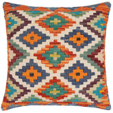 handmade Traditional Pillow Rust Blue Hand-Woven SQUARE 100% WOOL Hand woven turkish pillow2 x 2
