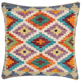 handmade Traditional Pillow Rust Blue Hand-Woven SQUARE 100% WOOL Hand woven turkish pillow2 x 2
