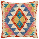 handmade Traditional Pillow Rust Beige Hand-Woven SQUARE 100% WOOL Hand woven turkish pillow2 x 2
