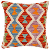 handmade Traditional Pillow Rust Blue Hand-Woven SQUARE 100% WOOL Hand woven turkish pillow2 x 2