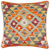 handmade Traditional Pillow Rust Blue Hand-Woven SQUARE 100% WOOL Hand woven turkish pillow2 x 2