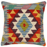 handmade Traditional Pillow Blue Rust Hand-Woven SQUARE 100% WOOL Hand woven turkish pillow2 x 2