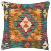 handmade Traditional Pillow Rust Charcoal Hand-Woven SQUARE 100% WOOL Hand woven turkish pillow2 x 2