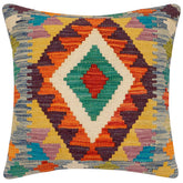 handmade Traditional Pillow Rust Blue Hand-Woven SQUARE 100% WOOL Hand woven turkish pillow2 x 2