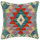 handmade Traditional Pillow Rust Blue Hand-Woven SQUARE 100% WOOL Hand woven turkish pillow2 x 2