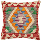 handmade Traditional Pillow Red Blue Hand-Woven SQUARE 100% WOOL Hand woven turkish pillow2 x 2