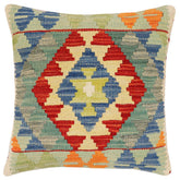 handmade Traditional Pillow Rust Blue Hand-Woven SQUARE 100% WOOL Hand woven turkish pillow2 x 2