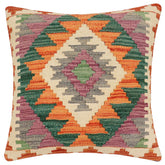 handmade Traditional Pillow Rust Gray Hand-Woven SQUARE 100% WOOL Hand woven turkish pillow2 x 2
