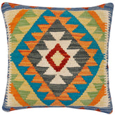 handmade Traditional Pillow Rust Blue Hand-Woven SQUARE 100% WOOL Hand woven turkish pillow2 x 2