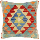 handmade Traditional Pillow Rust Blue Hand-Woven SQUARE 100% WOOL Hand woven turkish pillow2 x 2
