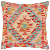 handmade Traditional Pillow Red Blue Hand-Woven SQUARE 100% WOOL Hand woven turkish pillow2 x 2