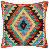 handmade Traditional Pillow Rust Blue Hand-Woven SQUARE 100% WOOL Hand woven turkish pillow2 x 2