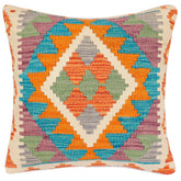 handmade Traditional Pillow Rust Blue Hand-Woven SQUARE 100% WOOL Hand woven turkish pillow2 x 2