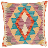 handmade Traditional Pillow Rust Blue Hand-Woven SQUARE 100% WOOL Hand woven turkish pillow2 x 2