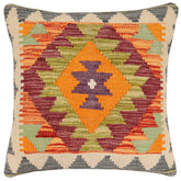 handmade Traditional Pillow Rust Gray Hand-Woven SQUARE 100% WOOL Hand woven turkish pillow 2 x 2