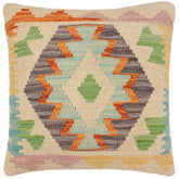 handmade Traditional Pillow Rust Blue Hand-Woven SQUARE 100% WOOL Hand woven turkish pillow2 x 2