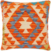 handmade Traditional Pillow Rust Blue Hand-Woven SQUARE 100% WOOL Hand woven turkish pillow2 x 2