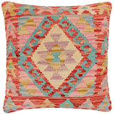 handmade Traditional Pillow Red Blue Hand-Woven SQUARE 100% WOOL Hand woven turkish pillow2 x 2