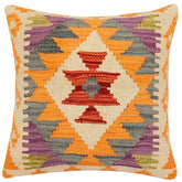 handmade Traditional Pillow Rust Gray Hand-Woven SQUARE 100% WOOL Hand woven turkish pillow2 x 2