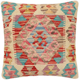 handmade Traditional Pillow Red Blue Hand-Woven SQUARE 100% WOOL Hand woven turkish pillow2 x 2