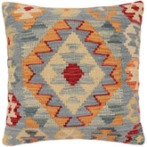 handmade Traditional Pillow Blue Rust Hand-made SQUARE 100% WOOL Hand woven turkish pillow2 x 2