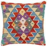 handmade Traditional Pillow Rust Blue Hand-made SQUARE 100% WOOL Hand woven turkish pillow2 x 2