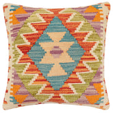 handmade Traditional Pillow Rust Blue Hand-made SQUARE 100% WOOL Hand woven turkish pillow2 x 2