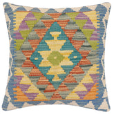 handmade Traditional Pillow Blue Beige Hand-made SQUARE 100% WOOL Hand woven turkish pillow2 x 2