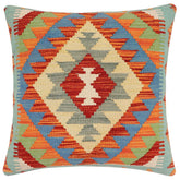 handmade Traditional Pillow Rust Blue Hand-made SQUARE 100% WOOL Hand woven turkish pillow2 x 2