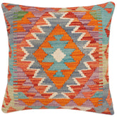 handmade Traditional Pillow Rust Blue Hand-made SQUARE 100% WOOL Hand woven turkish pillow2 x 2