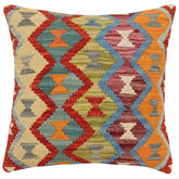 handmade Traditional Pillow Rust Blue Hand-Woven SQUARE 100% WOOL Hand woven turkish pillow2 x 2