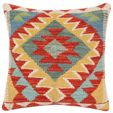 handmade Traditional Pillow Rust Blue Hand-Woven SQUARE 100% WOOL Hand woven turkish pillow2 x 2
