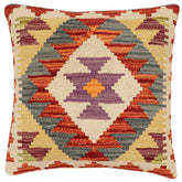 handmade Traditional Pillow Rust Gray Hand-Woven SQUARE 100% WOOL Hand woven turkish pillow2 x 2