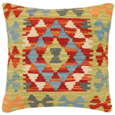 handmade Traditional Pillow Rust Blue Hand-Woven SQUARE 100% WOOL Hand woven turkish pillow2 x 2