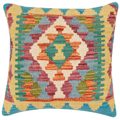 handmade Traditional Pillow Rust Blue Hand-Woven SQUARE 100% WOOL Hand woven turkish pillow 3 x 5