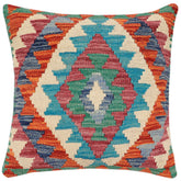 handmade Traditional Pillow Rust Blue Hand-Woven SQUARE 100% WOOL Hand woven turkish pillow2 x 2