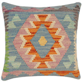 handmade Traditional Pillow Rust Blue Hand-Woven SQUARE 100% WOOL Hand woven turkish pillow2 x 2