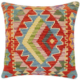 handmade Traditional Pillow Rust Blue Hand-Woven SQUARE 100% WOOL Hand woven turkish pillow2 x 2