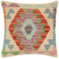 handmade Traditional Pillow Beige Rust Hand-Woven SQUARE 100% WOOL Hand woven turkish pillow2 x 2