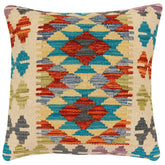 handmade Traditional Pillow Rust Blue Hand-Woven SQUARE 100% WOOL Hand woven turkish pillow2 x 2
