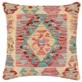 handmade Traditional Pillow Blue Rust Hand-Woven SQUARE 100% WOOL Hand woven turkish pillow2 x 2