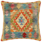 handmade Traditional Pillow Rust Blue Hand-Woven SQUARE 100% WOOL Hand woven turkish pillow2 x 2