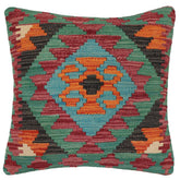 handmade Traditional Pillow Rust Red Hand-Woven SQUARE 100% WOOL Hand woven turkish pillow2 x 2